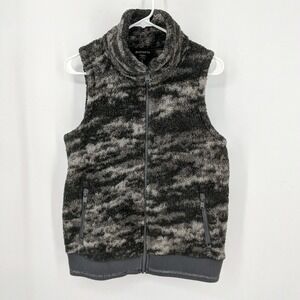 Athleta Tugga Sherpa Fleece Full Zip Vest Fog Camo Bluff Gray Women's Size Small